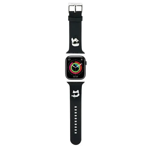 Karl Lagerfeld 3D Rubber Karl&Choupette Heads nutikella rihm Apple Watch (38/40/41 mm) jaoks | silikoonist | must