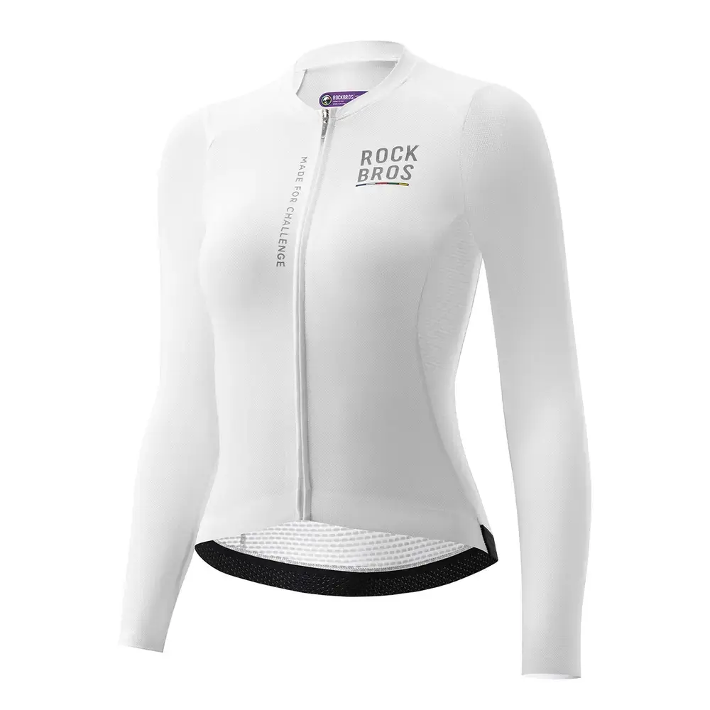 Rockbros 15110012004 ROAD TO SKY Women's Cycling Jersey, Long Sleeve, M - White