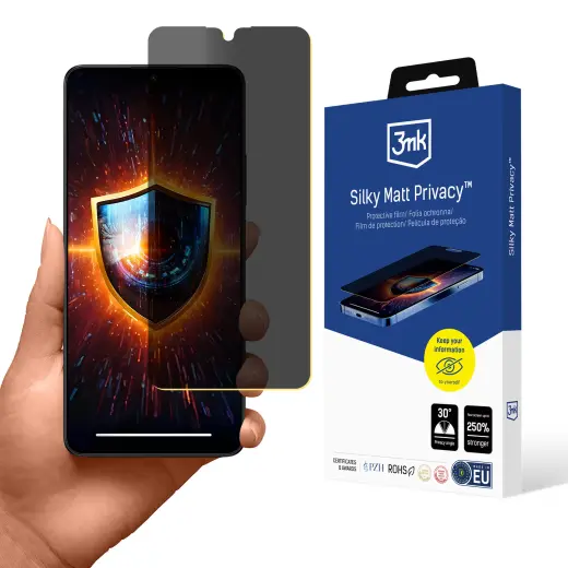 3mk Silky Matt Privacy aizsargplēve telefona ekrānam Poco X6 5G (privātuma efekts)