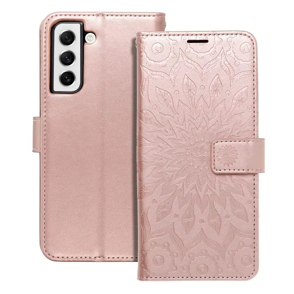 MEZZO mandala knyginio tipo telefono dėklas Samsung Galaxy A32 4G (A325) rožinis auksinis