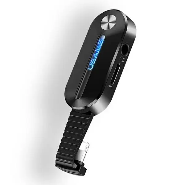 USAMS Adapter AU10 2w1 Lightning - 3,5mm+ lightning LED czarny/black SJ358LN01 (US-SJ358)