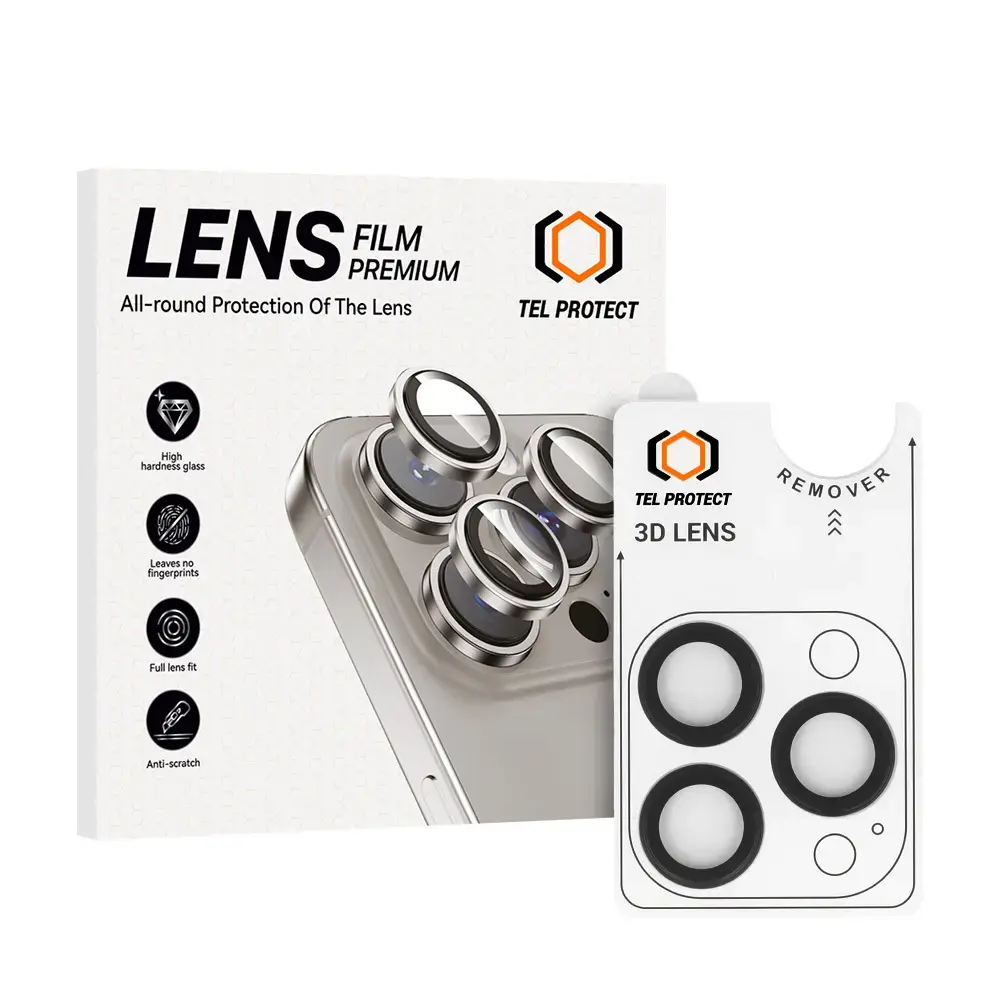 Tempered glass Tel Protect 3D Lens on camera for Iphone 13 Pro/13 Pro Max black (lens 3 pieces)