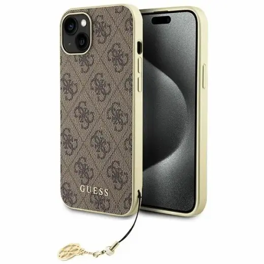 Guess GUHCP15MGF4GBR 4G Charms Collection maciņš telefonam iPhone 15 Plus brūns