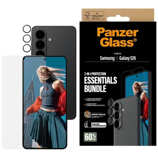 PanzerGlass Hoops Ultra-Wide Fit aizsargstikls telefona ekrānam Samsung Galaxy S26 (S942)