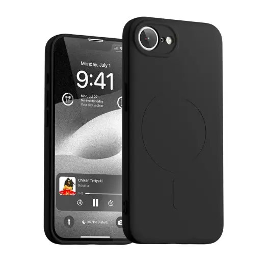 Mercury Semi-Silicone phone case for iPhone 16e black with MagSafe