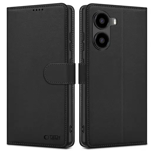 Tech-Protect knyginio tipo telefono dėklas Poco X7 Pro 5G juodas
