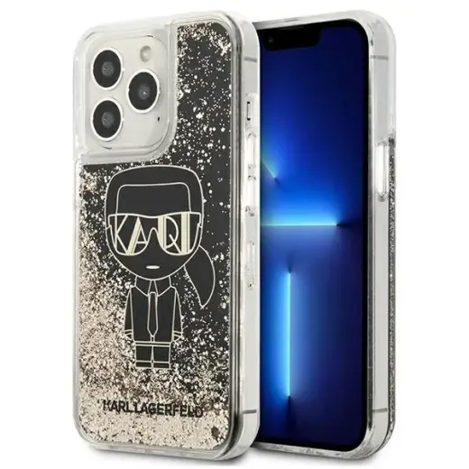 Karl Lagerfeld Liquid Glitter Gatsby maciņš telefonam iPhone 13 Pro melns