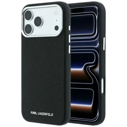 Case Karl Lagerfeld Grained Elongated Logo MagSafe for iPhone 18 Pro Max / iPhone 17 Pro Max black