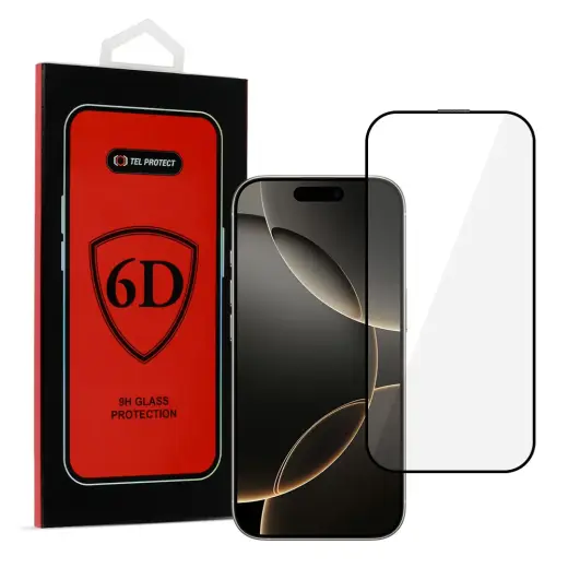 Tel Protect Full Glue 6D aizsargstikls telefona ekrānam iPhone 16 Pro | iPhone 17