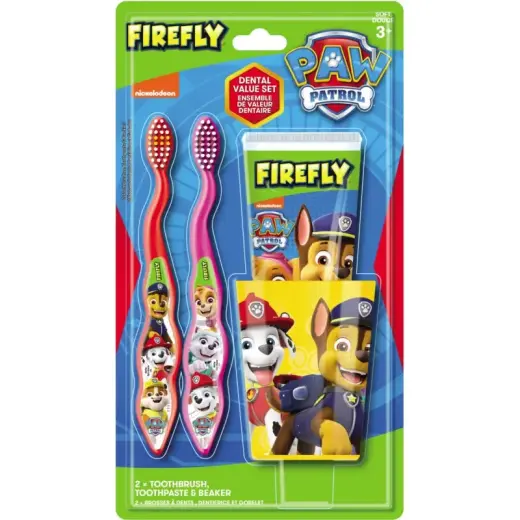 Firefly Paw Patrol 2 Toothbrushes Beaker & Toothpaste 75ml Pack of 4