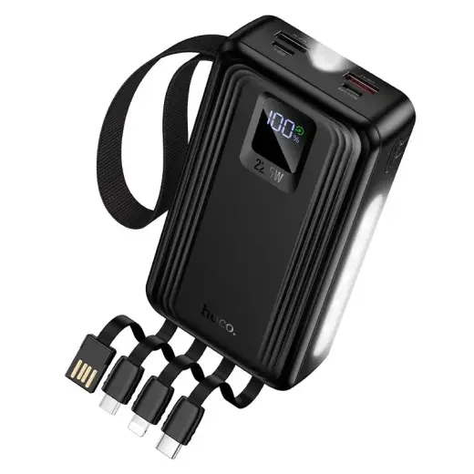 Hoco J173 Jingyao ārējais akumulators (powerbank) | 20 000 mAh | 22.5W | PD, QC | USB-A, USB-C, Lightning, Micro USB | melns