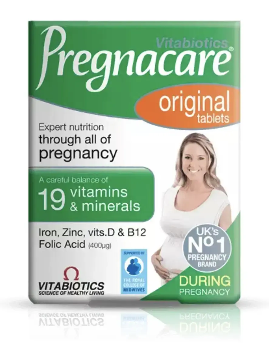 Vitabiotics, Pregnacare Original, Folic Acid, Vitamin D, Zinc, Iron, Supports Reproductive Health & Maternal Tissue Growth, Vitamins, 30 pcs