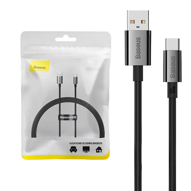 Baseus Superior datu pārraides un uzlādes vads | USB-A uz USB-C | 100W | 1m | melns