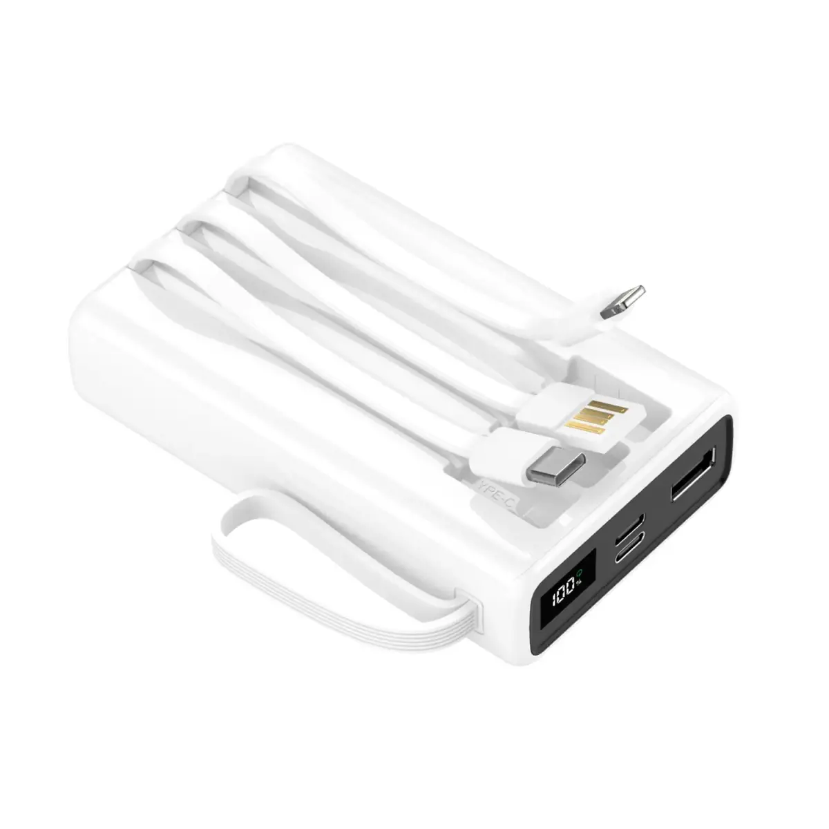 Setty SPB-LC-210 ārējais akumulators (powerbank) | 10 000 mAh | USB-C, Lightning | balts