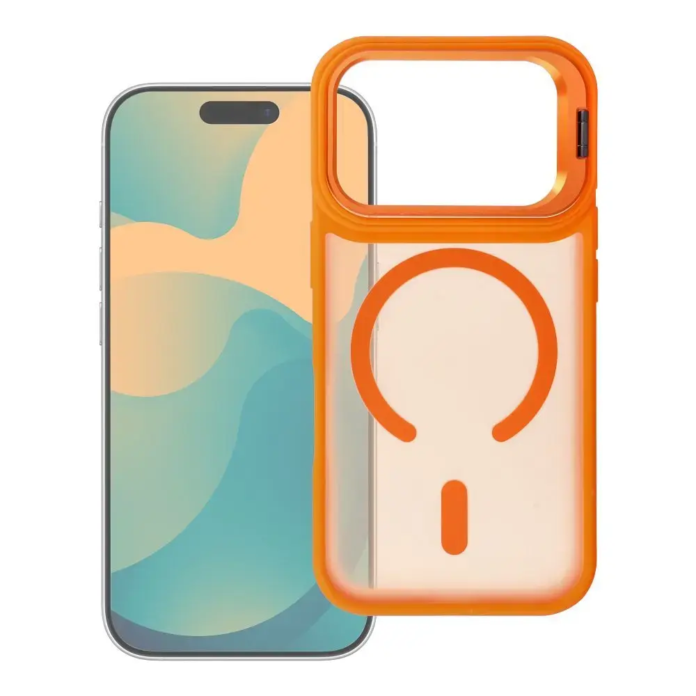 Forcell F-Protect Shadow Stand Premium telefono dėklas su stovu ir MagSafe palaikymu iPhone 17 Pro | iPhone 18 Pro oranžinis