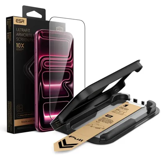 ESR UltraFit Armorite Pro grūdintas apsauginis stiklas telefonui iPhone 17 Pro Max | iPhone 18 Pro Max su montavimo rėmeliu