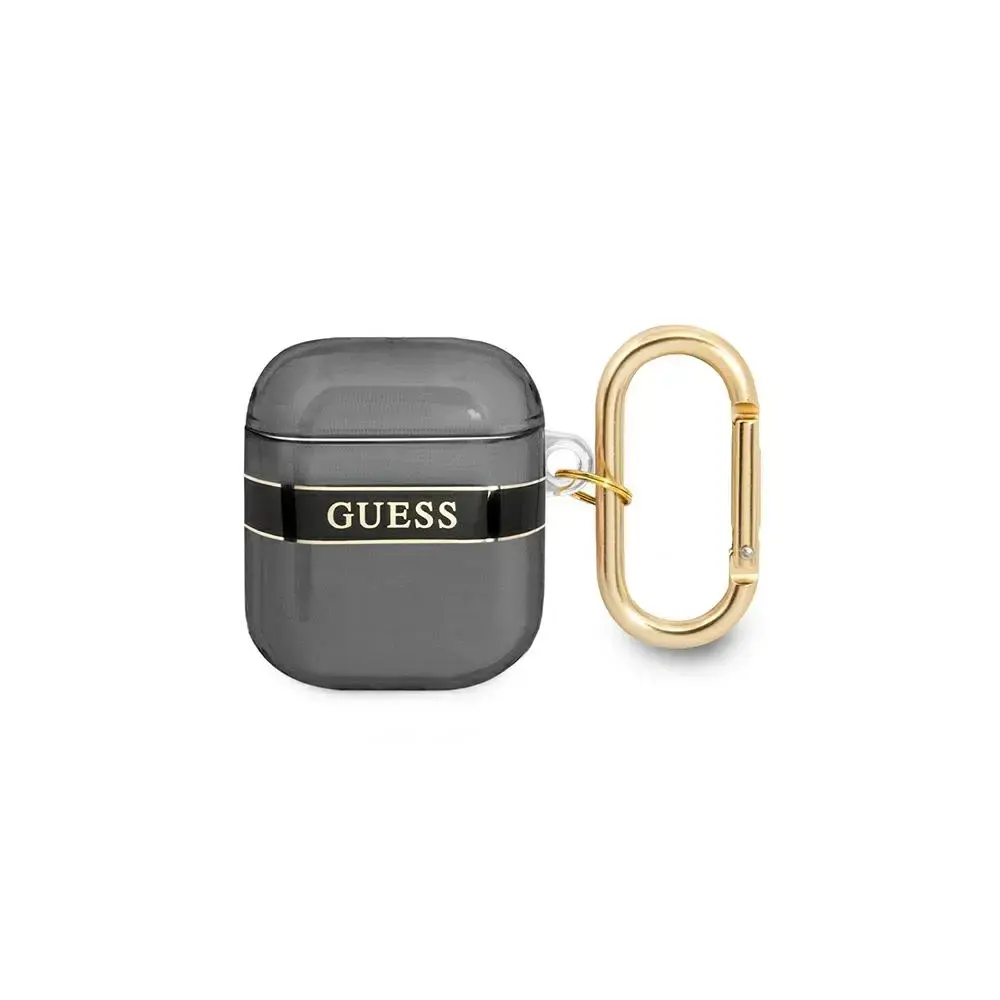 Guess TPU maciņš ar apdrukātu svītru apdruku Airpods 1|2 melns