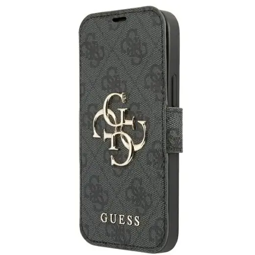 Guess GUBKP13L4GMGGR 4G Big Metal Logo grāmatveida maciņš telefonam iPhone 13 Pro | iPhone 13 pelēks