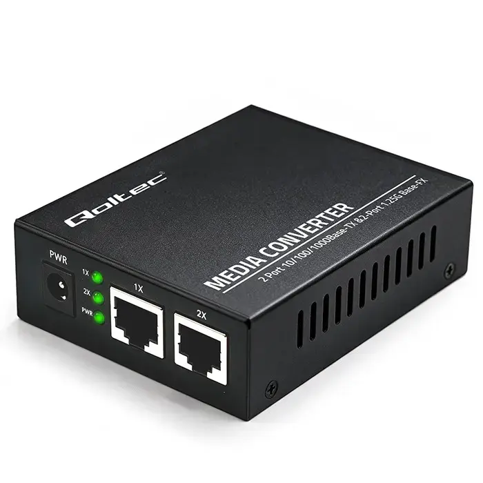 Qoltec Bidirectional Ethernet SWITCH Media Converter 2x RJ45 2x SFP| 1000Mb/s | 5V