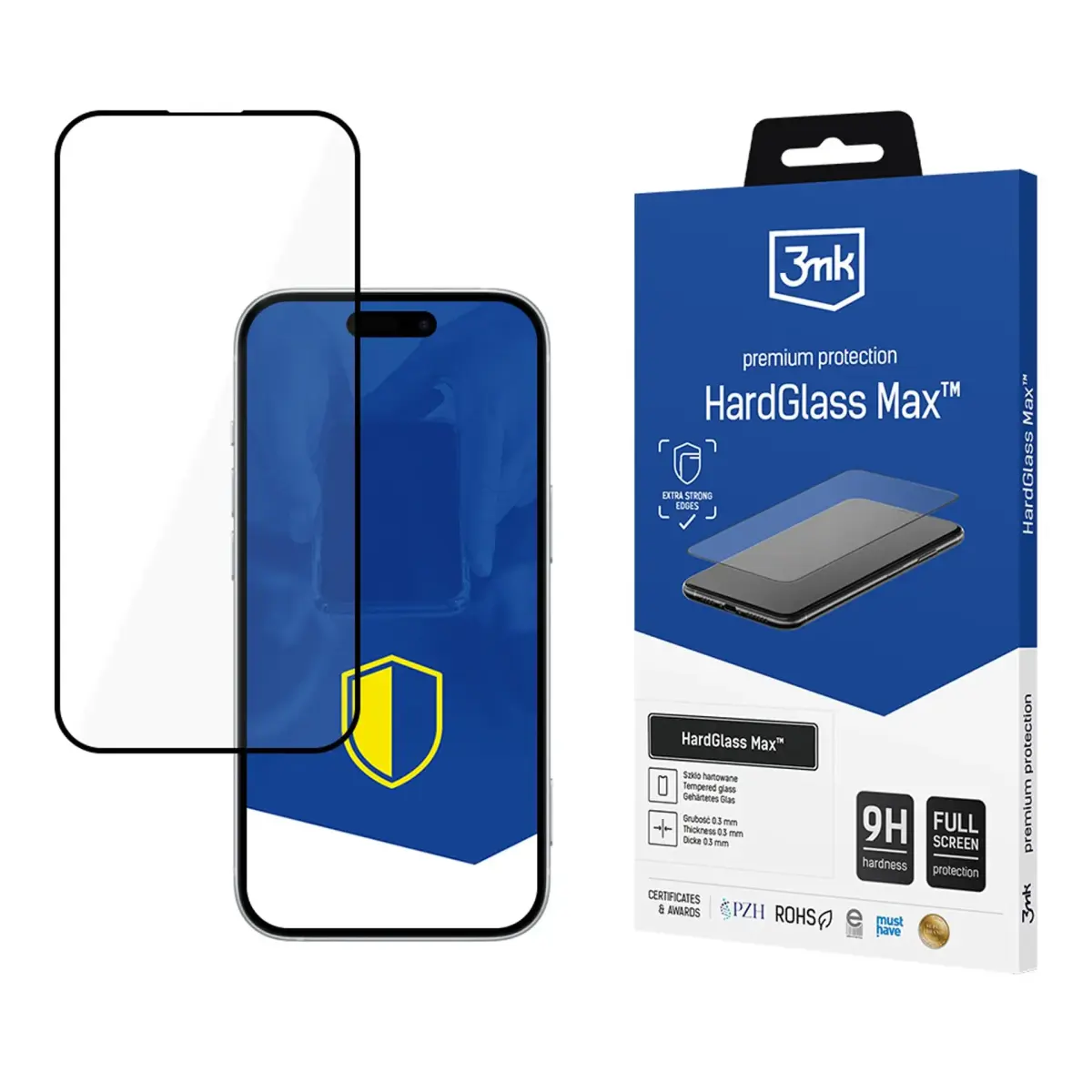3mk HardGlass Max grūdintas apsauginis stiklas telefonui iPhone 17 Pro su montavimo rėmeliu