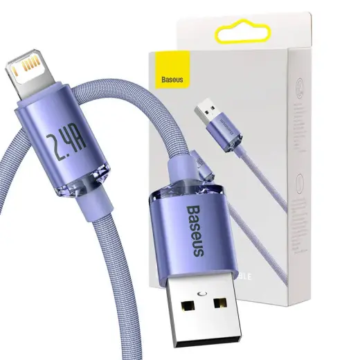 Baseus CAJY000105 datu pārraides un uzlādes vads | USB-A uz Lightning | 12W | 2m | violets