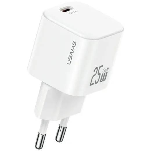 USAMS JC Series CC289 | 25W | GaN Mini Fast Charger | USB-C | с проводом USB-C 1м в комплекте белое