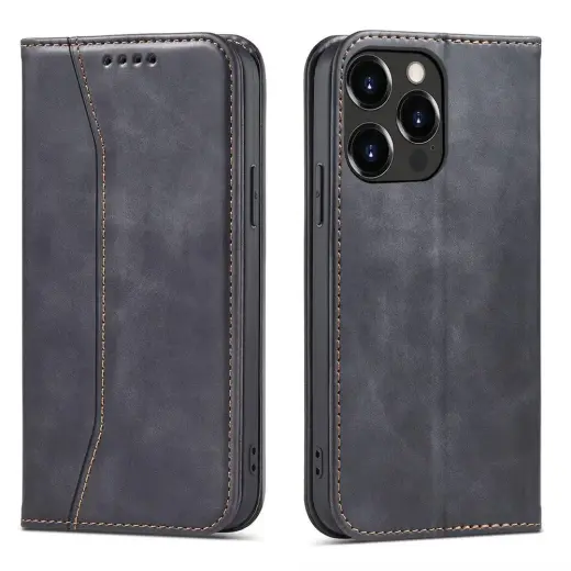 Magnet Fancy knyginio tipo telefono dėklas su stovu iPhone 14 Plus juodas