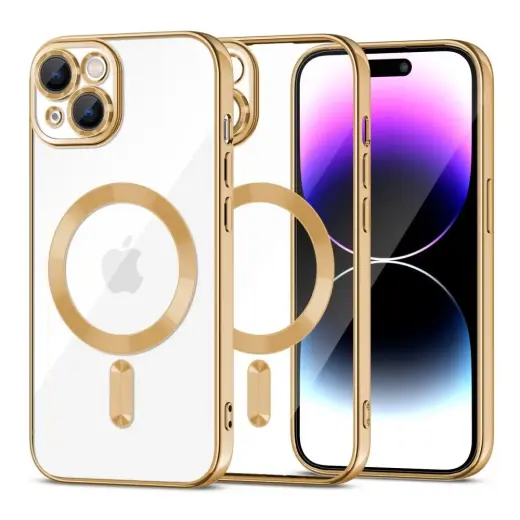 Tech-Protect MagShine Line чехол с поддержкой MagSafe для телефона iPhone 15 Plus золотой