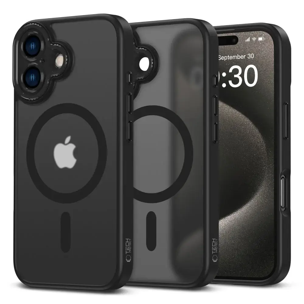 TECH-PROTECT MAGCAM phone case with MagSafe support for iPhone 16 black