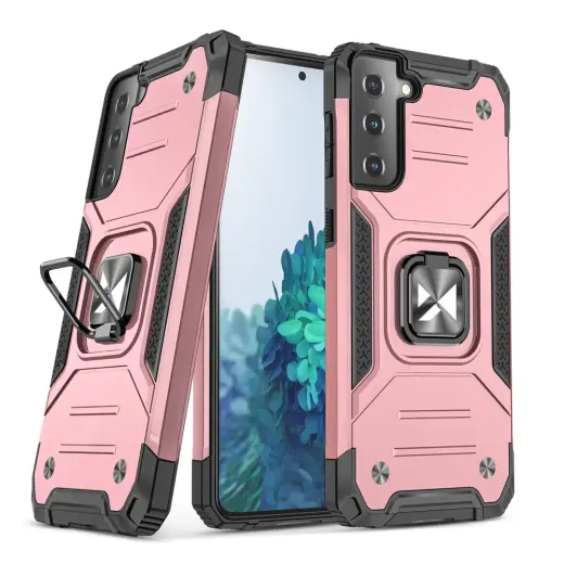 Wozinsky Ring Armor Tough Hybrid telefono dėklas su stovu Samsung Galaxy S22 (S901) auksinis