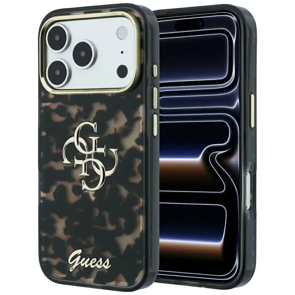 Guess IML 4G Script Metal maciņš telefonam iPhone 17 Pro Max | iPhone 18 Pro Max melns brūns