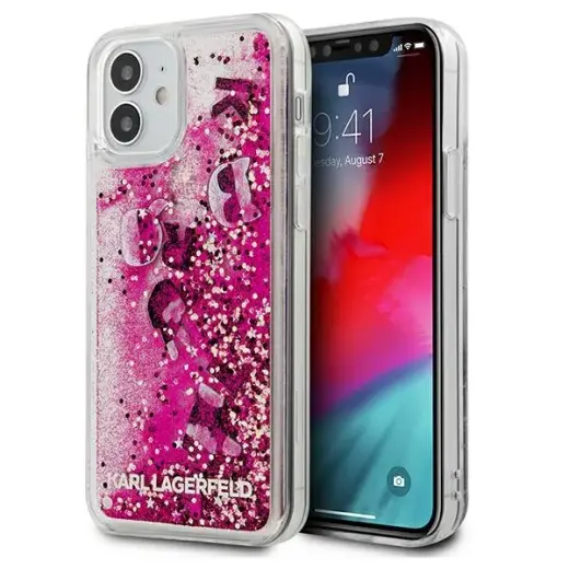 Karl Lagerfeld KLHCP12SROPI Liquid Glitter Charms чехол для телефона iPhone 12 Mini розовый