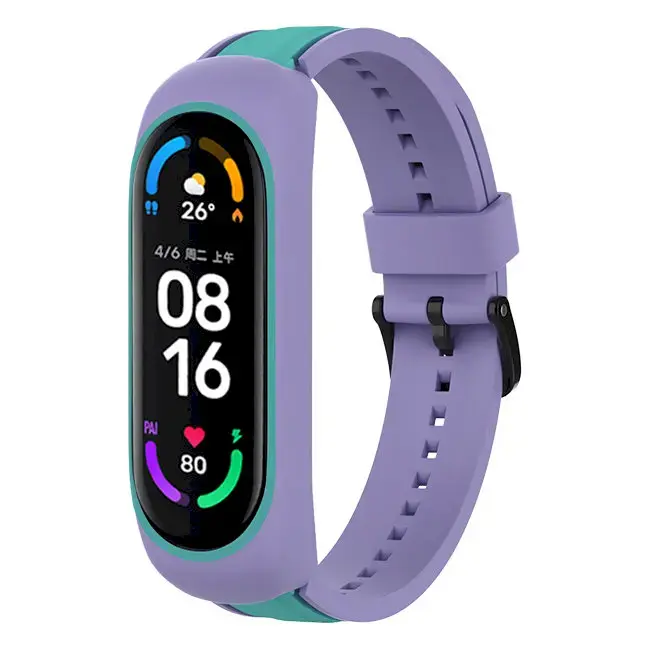 Fusion Accessories Dual Color smartwatch strap for Xiaomi Mi Band 3/4/5/6 | green/purple