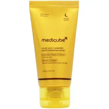 Medicube Kojic Acid Turmeric Night Wrapping Mask - Noční rozjasňující zábalová maska s kyselinou kojovou a kurkumou 75ml