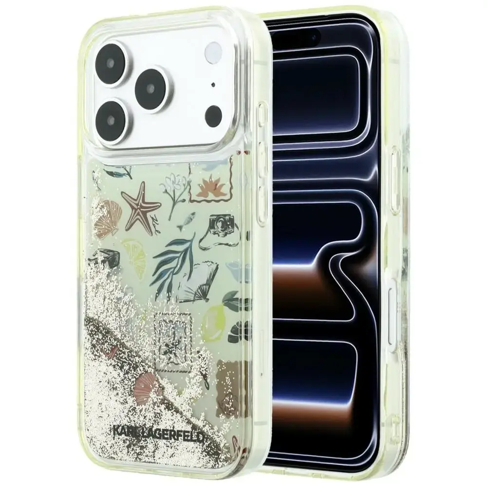 Karl Lagerfeld Liquid Glitter Beach & Sand чехол для телефона iPhone 18 Pro | iPhone 17 Pro бежевый