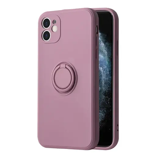 Vennus Silicone Ring telefono dėklas su stovu iPhone 14 Plus violetinis
