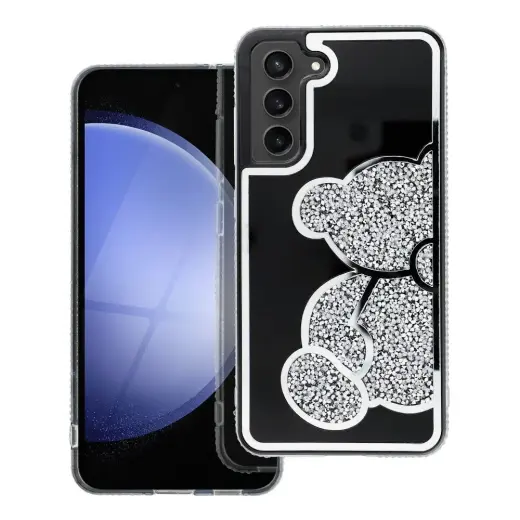 Teddy Bear telefono dėklas Samsung Galaxy S25 FE (S731) | S26 FE (S741) sidabrinis (pliušinis meškiukas)