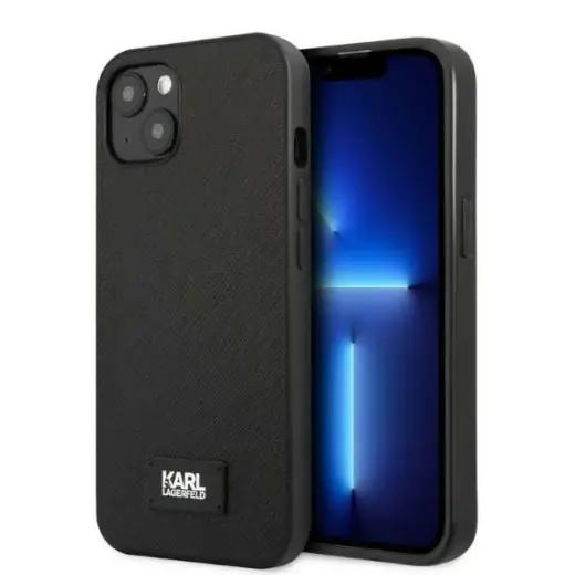 Karl Lagerfeld Saffiano Plaque Case for iPhone 13 mini Black