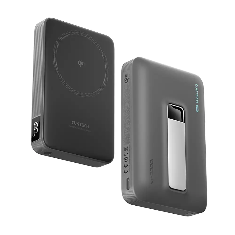 Cuktech WPB100 with Stand ārējais akumulators (powerbank) | 10 000 mAh | 30W | MagSafe | melns
