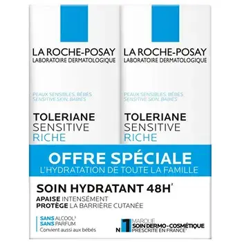 La Roche-Posay Sensitive Riche Soin Hydratant Duo - Sada pleťových krémů 40ml