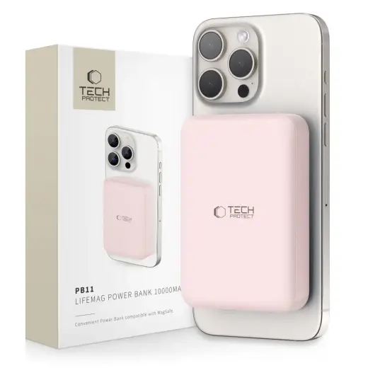 Tech-Protect LifeMag PB11 external battery (powerbank) | 10000 mAh | 15W | USB-C, MagSafe | pink