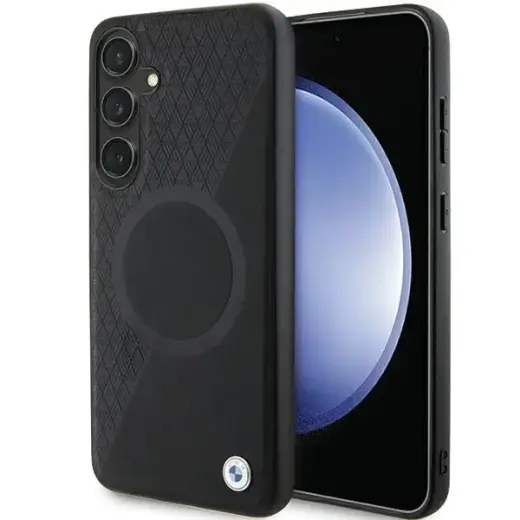 BMW BMHMS24M23RTPK S24+ S926 black|black hardcase Signature Leather Half Textured & Circle MagSafe