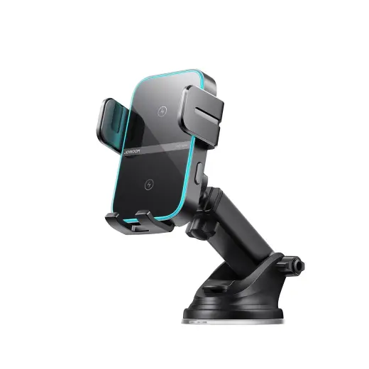 Joyroom JR-ZS246 S automātisks auto telefona turētājs ar piesūcekni ar 15W bezvadu uzlādi melns