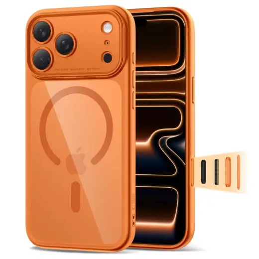 TECH-PROTECT MAGPEAK CC maciņš ar MagSafe atbalstu telefonam Apple iPhone 17 Pro Max oranžs