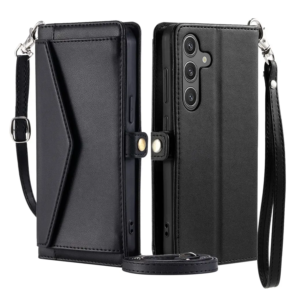 Leather book type phone case with stand for Samsung Galaxy A56 (A566) black