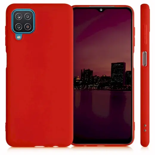 Fusion Elegance Fibre Protect Silicone telefono dėklas Samsung Galaxy A12 (A125) raudonas
