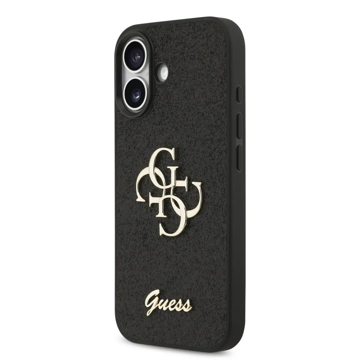 Guess PU Fixed Glitter 4G Metal Logo Case for iPhone 17 Black