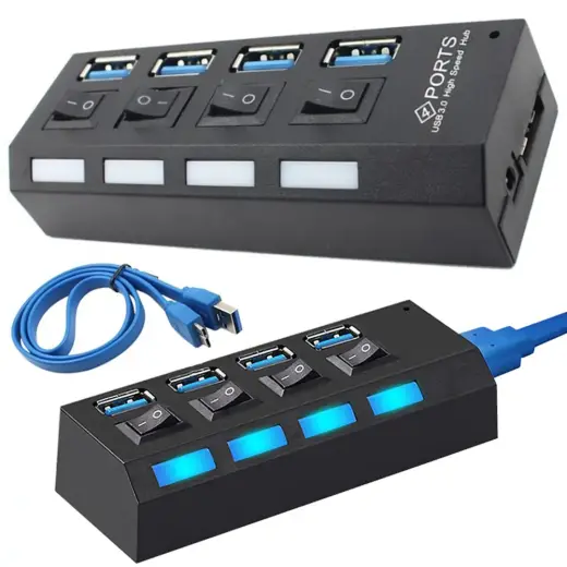 Fusion Accessories adapteris | USB 3.0 uz 4x USB 3.0 | melns