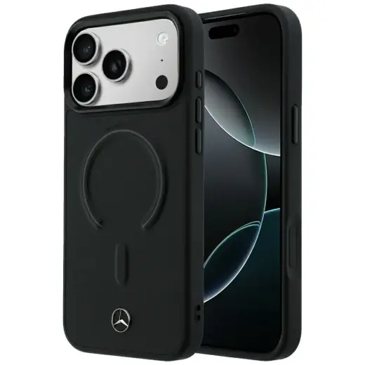 Mercedes Leather 3D чехол с поддержкой MagSafe для телефона iPhone 18 Pro | iPhone 17 Pro чёрный