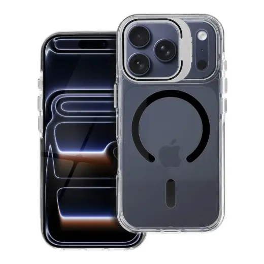 LENS MAG COVER maciņš ar MagSafe atbalstu telefonam iPhone 15 Pro Max melns (ar kameras aizsargu)